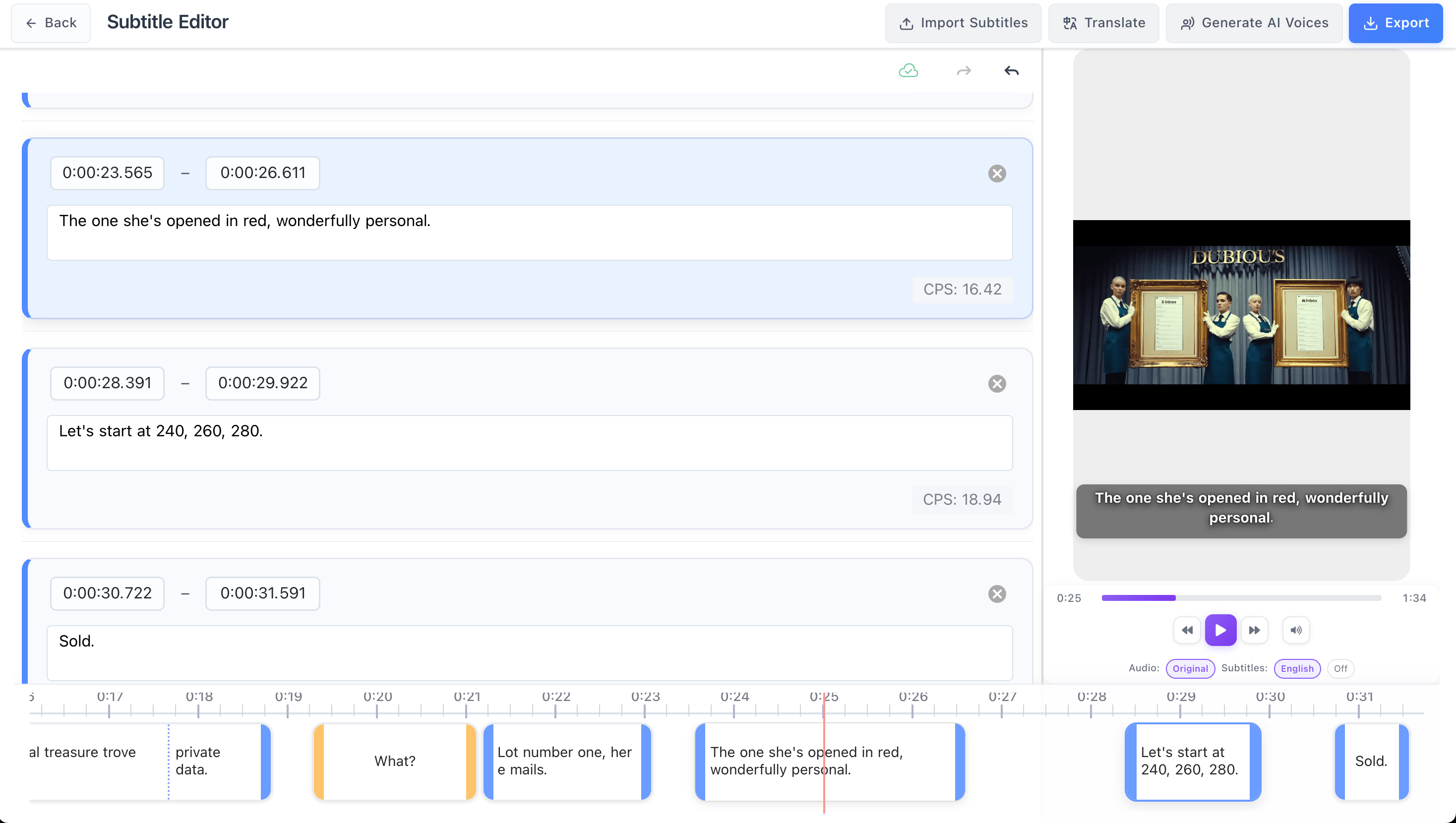 Subtitle Sync Desktop Interface