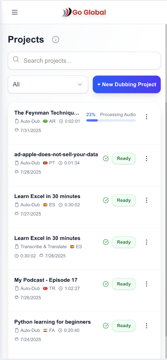GoGlobal Mobile Demo Preview