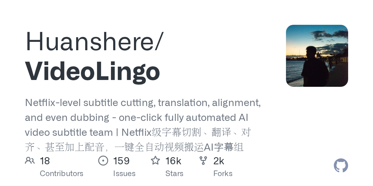 VideoLingo — Netflix-level video translation and dubbing